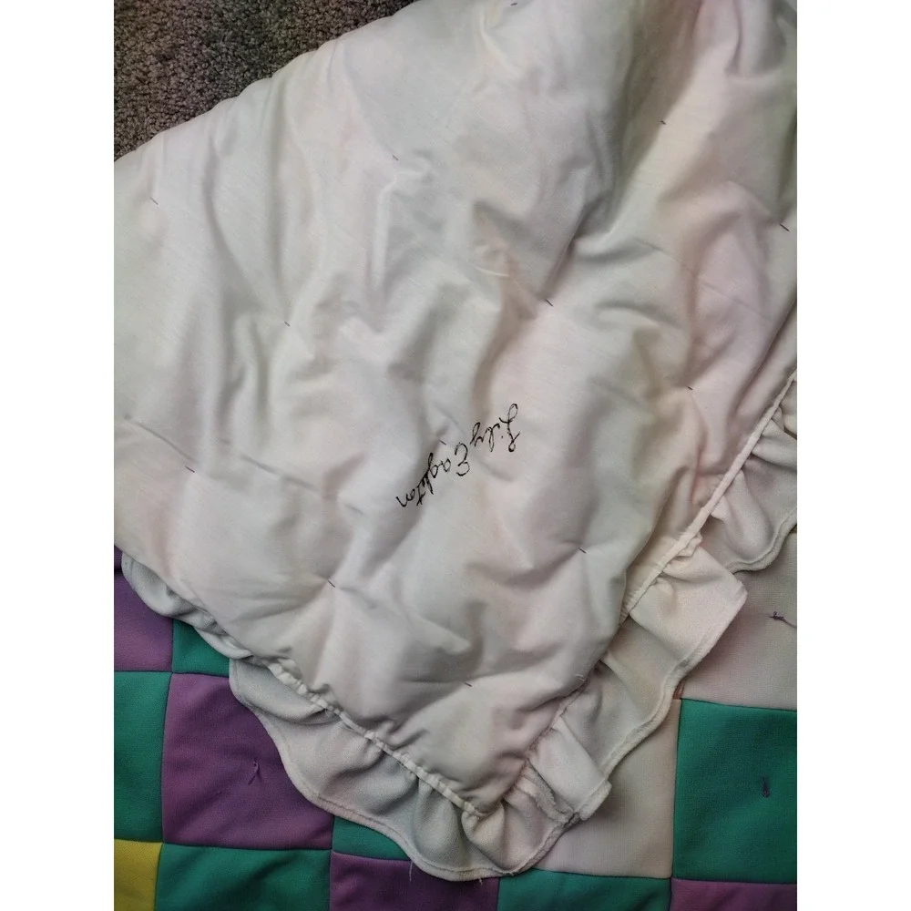 70's Crib Quilt Baby Toddler Blanket Handmade Patchwork 42
